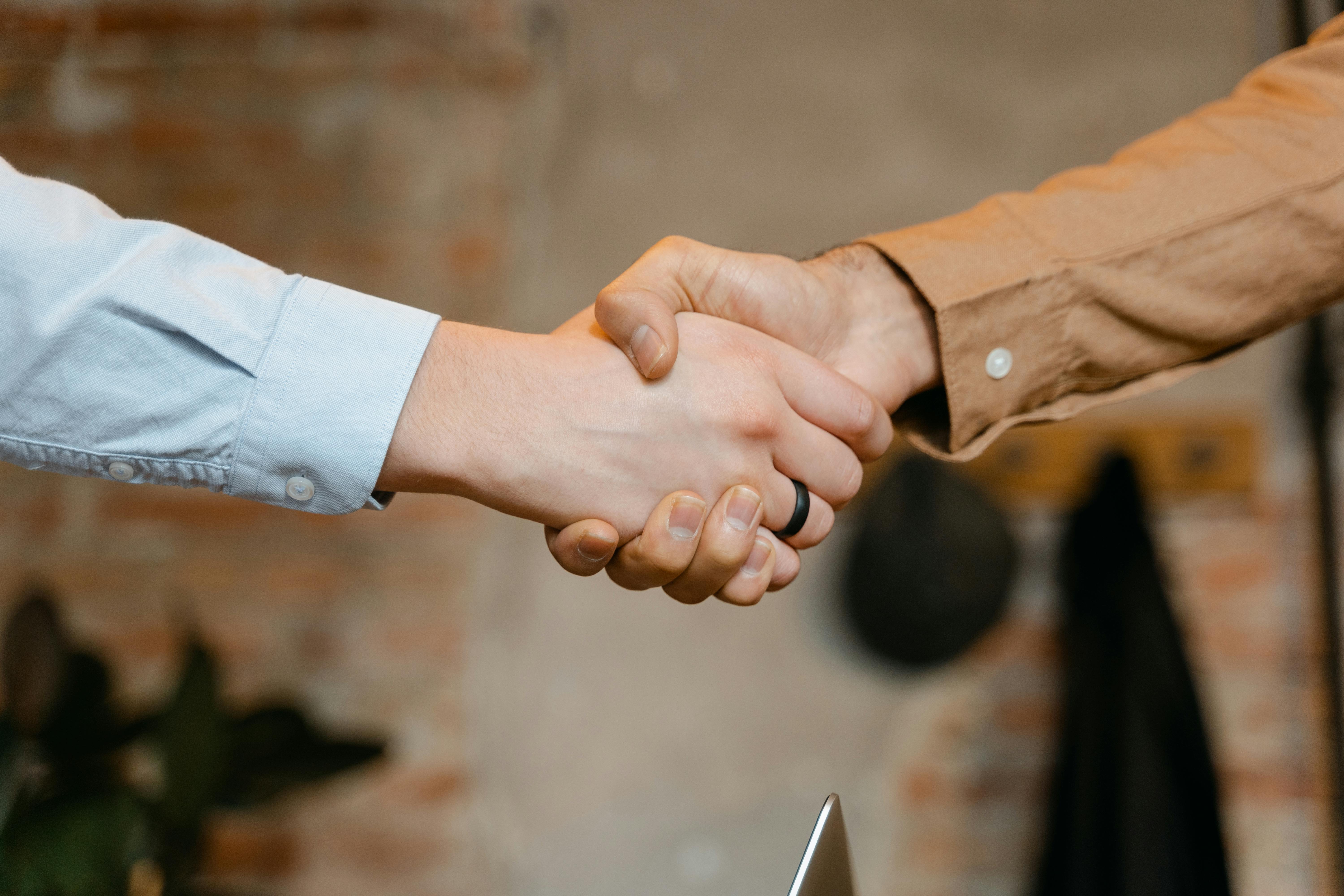 Close-up of a handshake